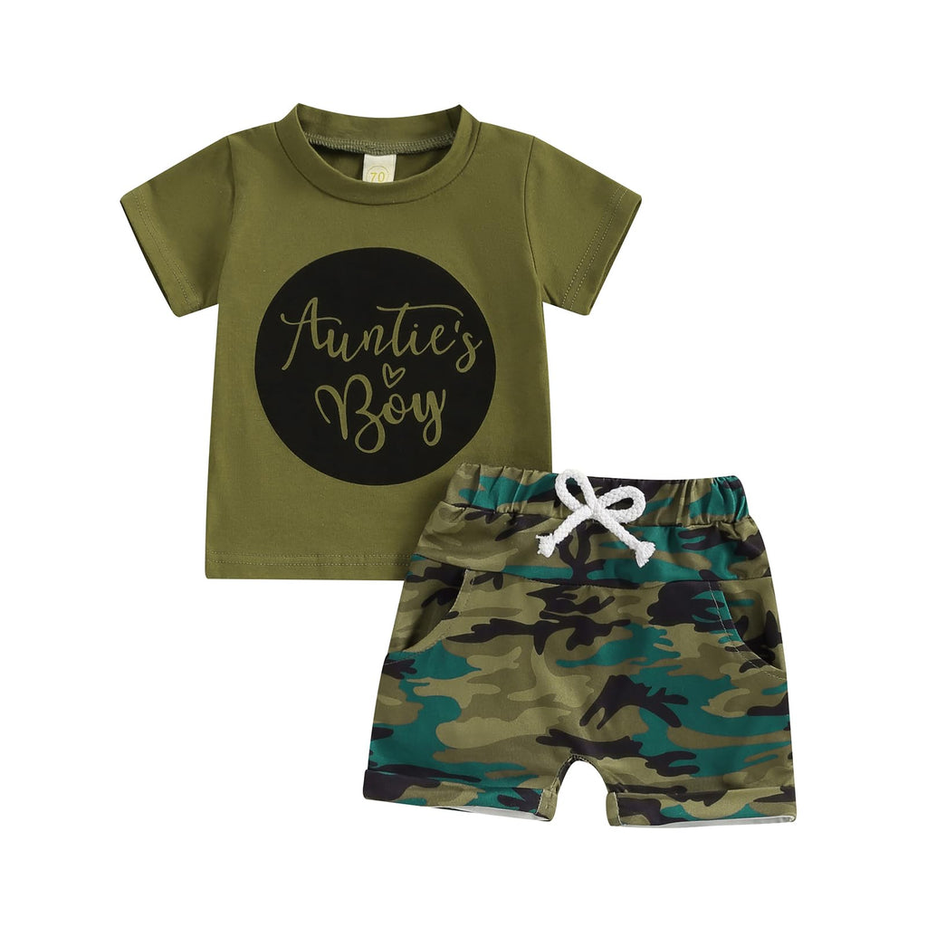 Aunties Boy/Girl Baby Toddler Boys Girl Clothes Shorts Sets Tops Camouflage Shorts Infant Summer Camo Outfits (Aunties Boy 2-3 Years)