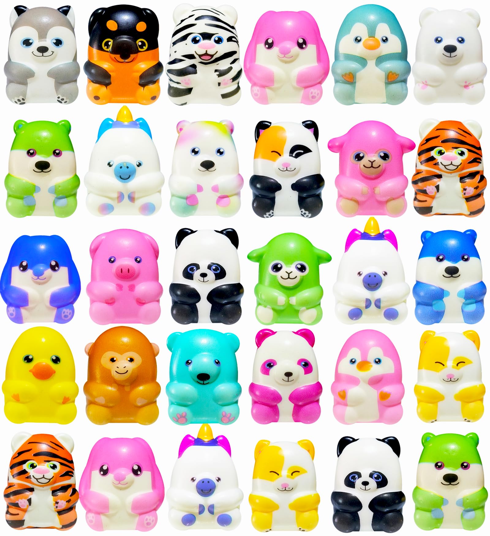 30 Pieces Animal Squishy Toys Slow Rising Squishy Stress Relief Toys Soft Cute Squishies Toys for Kids Party Favors Birthday Gift Goody Bags Suffers Classroom Rewards Carnival Prizes