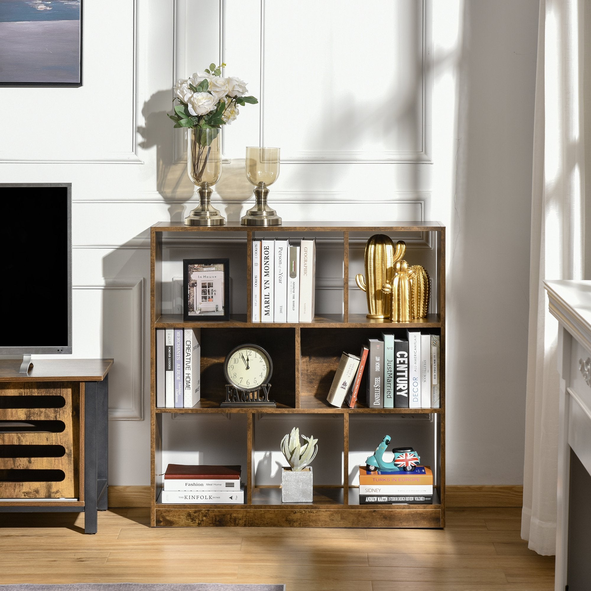 HOMCOM Storage Shelf 3-Tier Bookcase Display Rack Home Organizer for