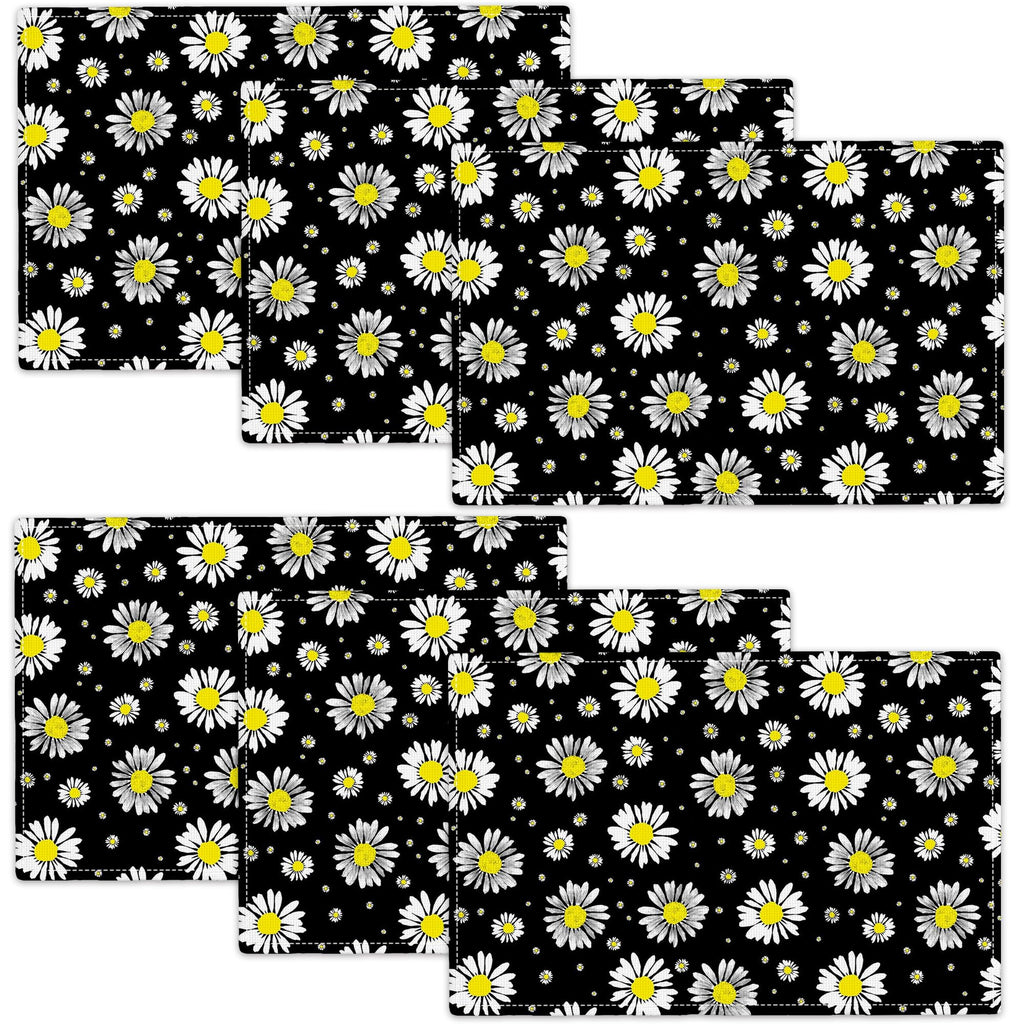 Daisy Pattern Placemats Set of 6 Floral Place Mats Table Mats for Kitchen Dining Table Kitchen Decor Linen 12x18 Inch