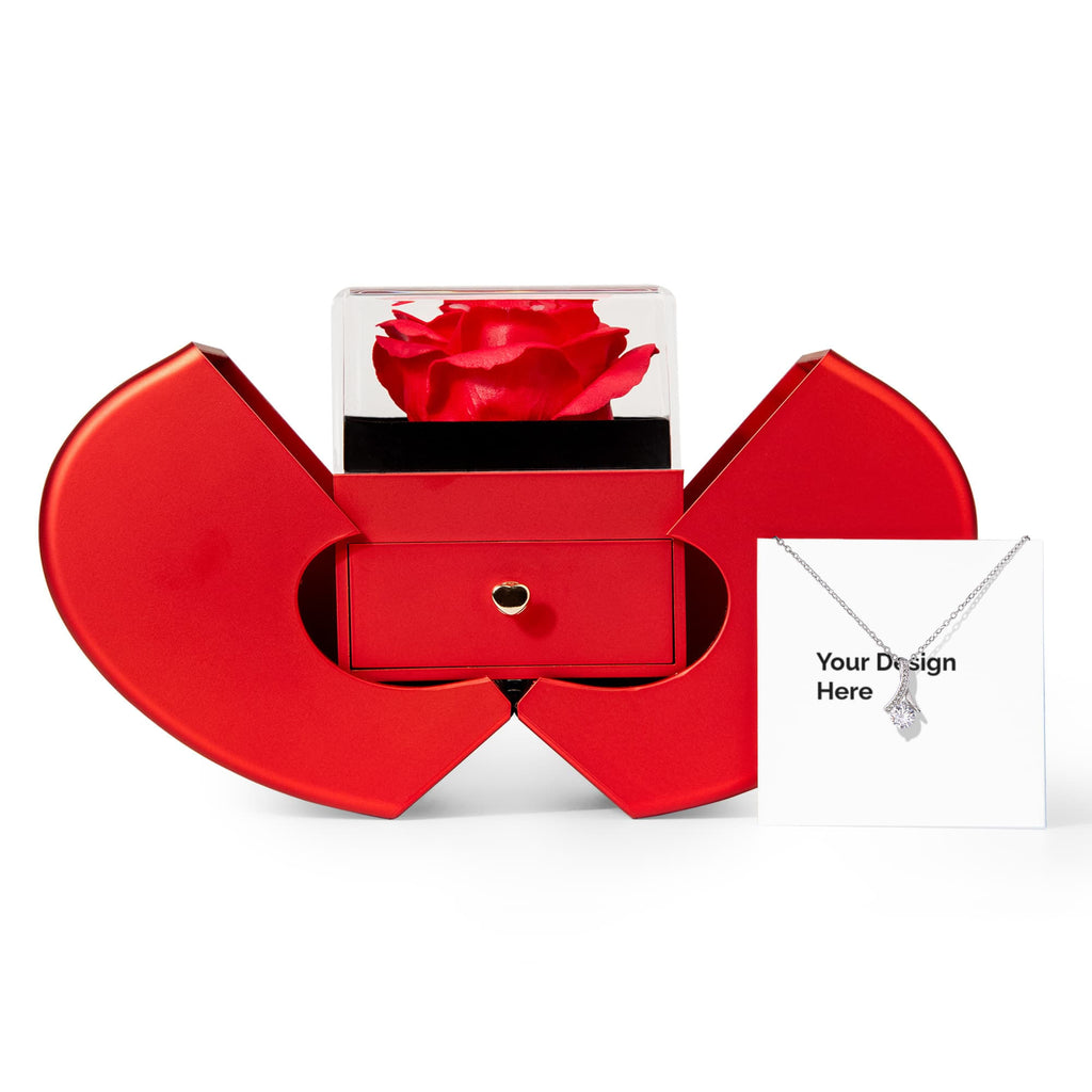Alluring Beauty Necklace with Red Heart Rose Box