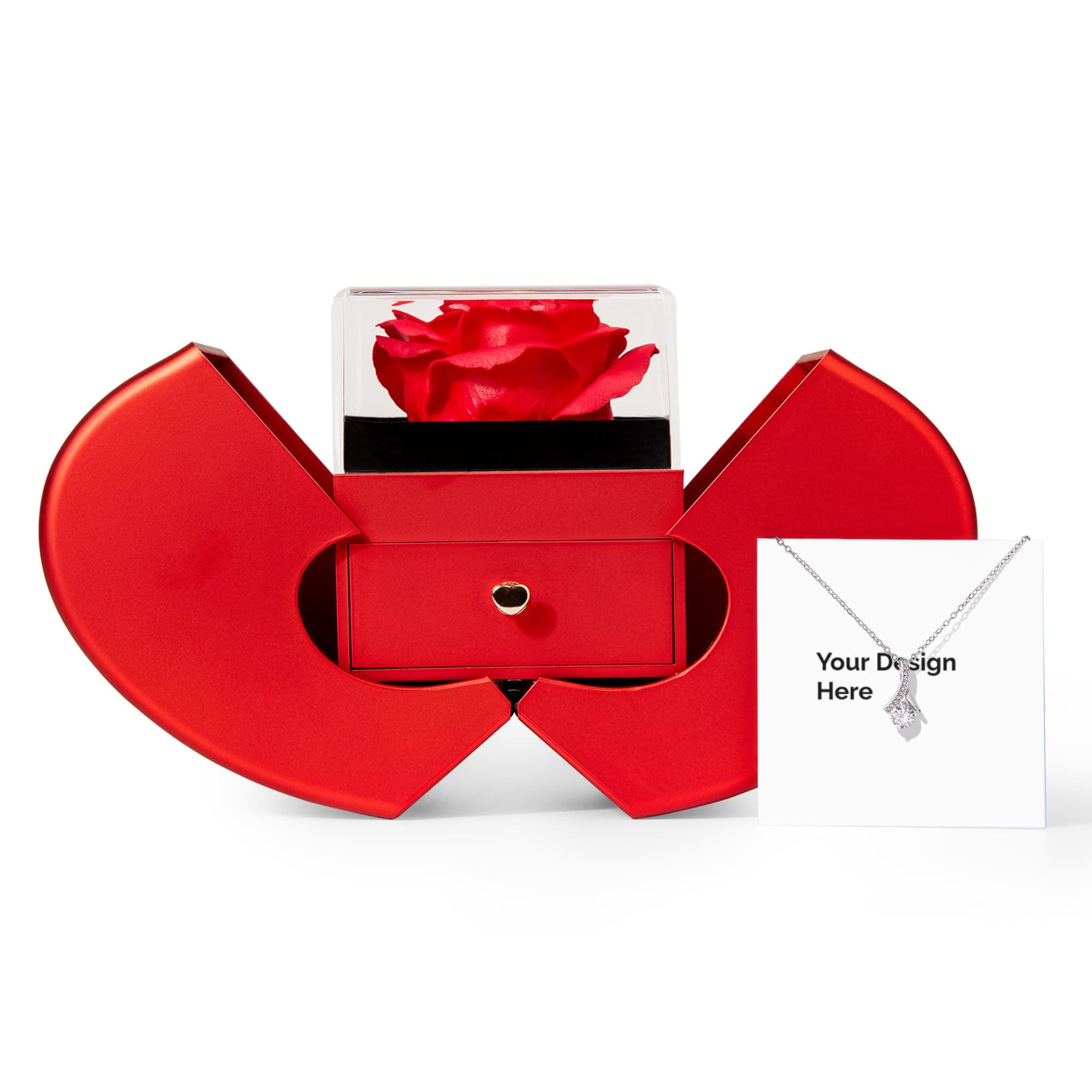 Alluring Beauty Necklace with Red Heart Rose Box