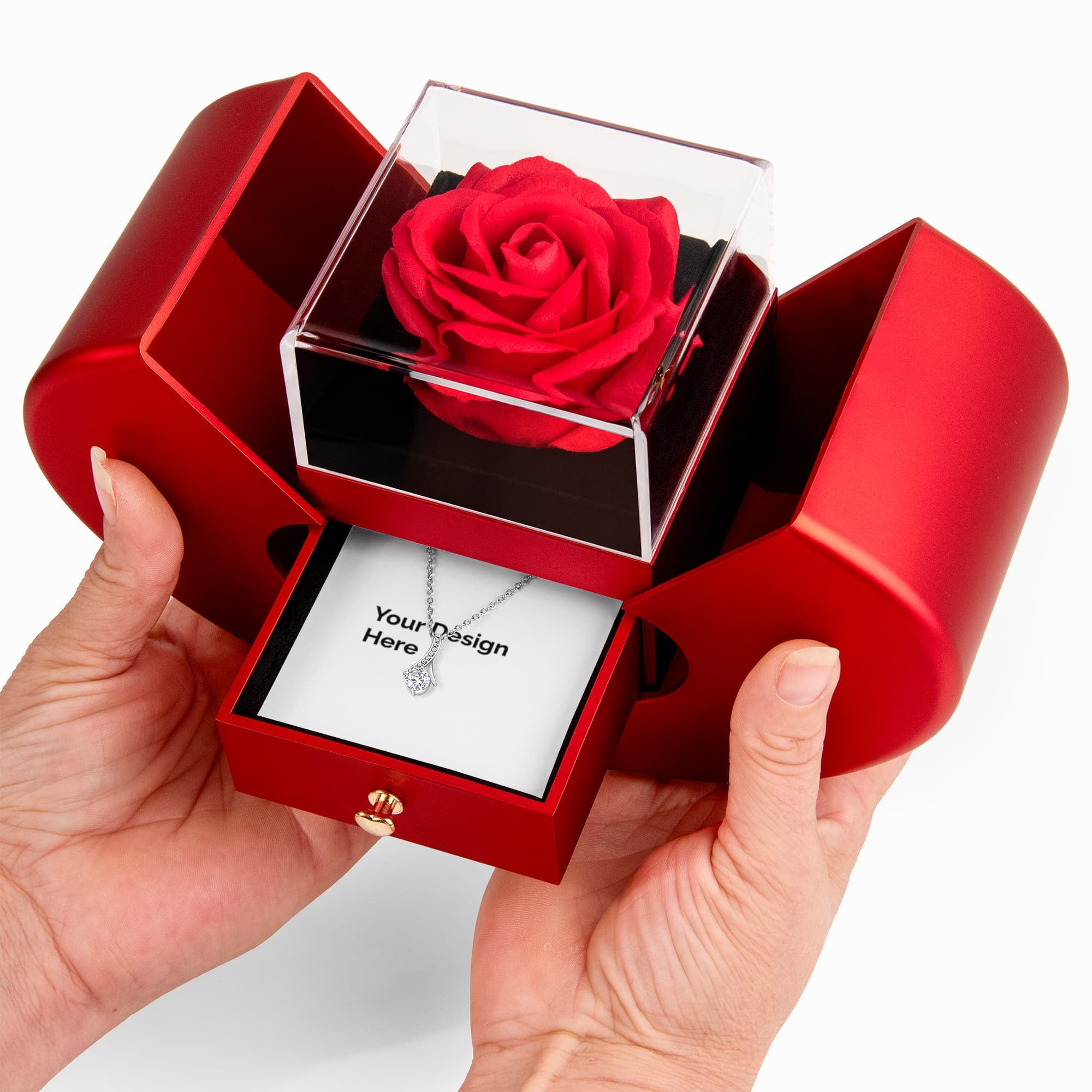 Alluring Beauty Necklace with Red Heart Rose Box