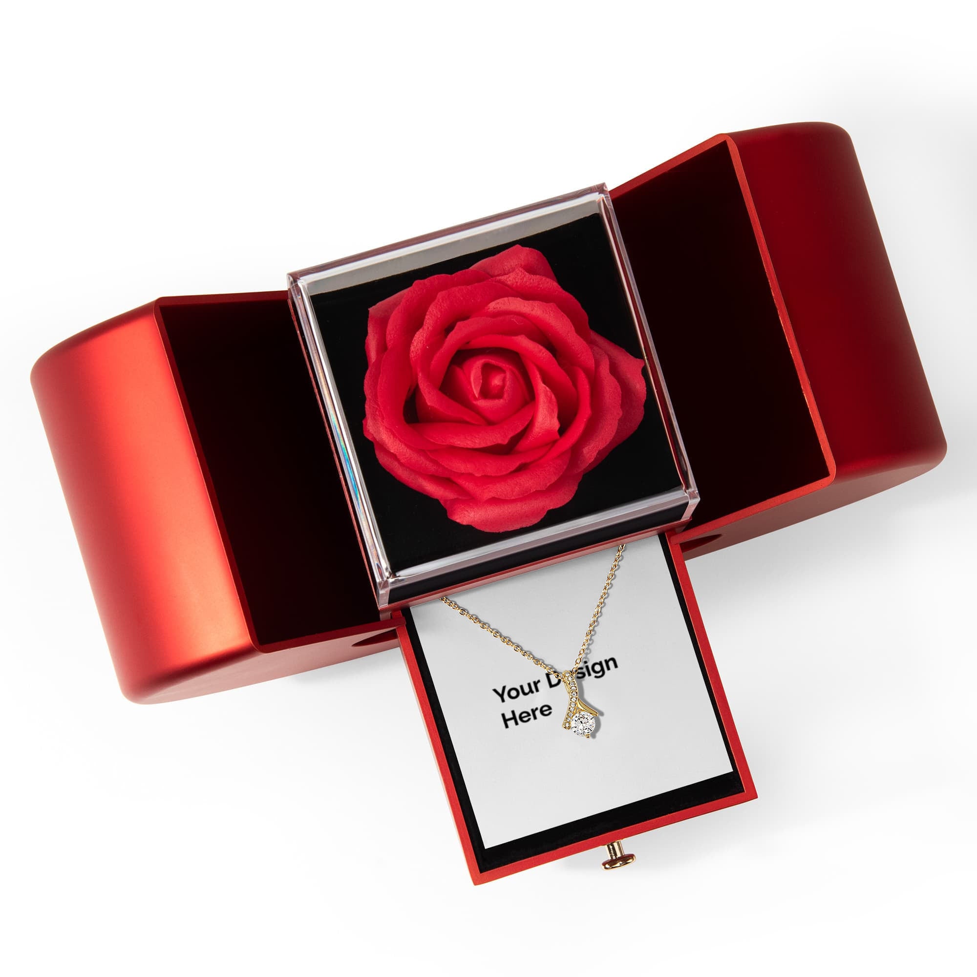 Alluring Beauty Necklace with Red Heart Rose Box