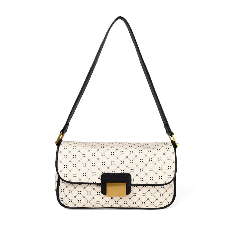 Geometric Print Shoulder Bag - Vintage Tote for Women