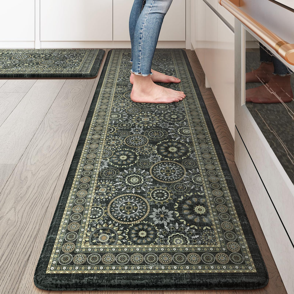 Cozy Cushion Kitchen Mat Set - Anti-Fatigue, Non-Slip, Waterproof, 2-Piece