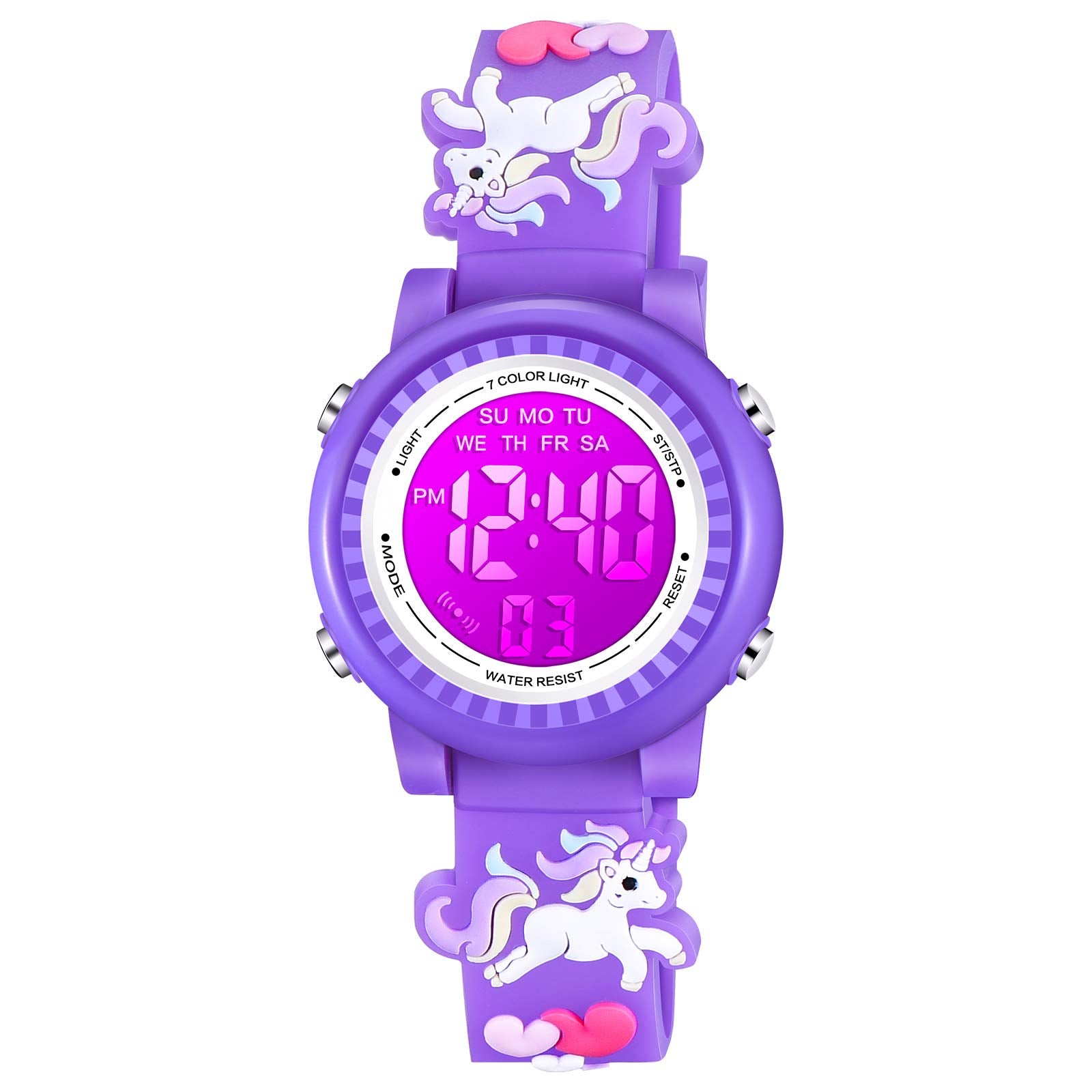 Venhoo Lively 3D Kids Watch - Colorful LED Digital for Ages 3-10