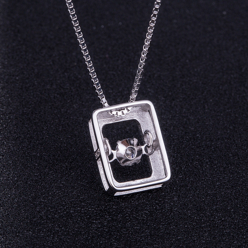 Dynamic Stone Pendant Silver Necklace - Minimalist Jewelry