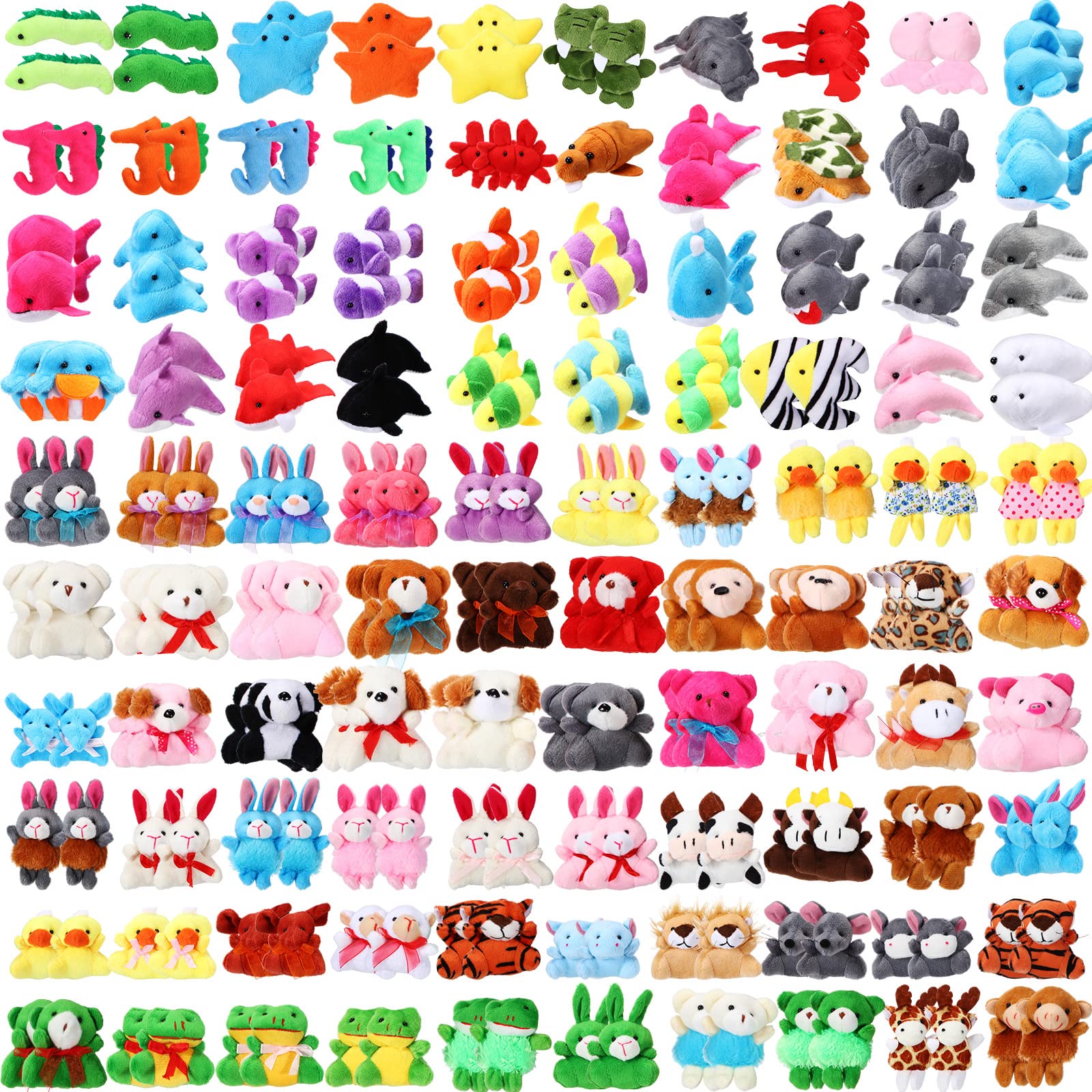 Leyndo 200 Pcs Mini Stuffed Animals Bulk Tiny Stuffed Animal Keychain Small Plush Toys for Kids Classroom Rewards Carnival Prizes Valentines Day Easter Birthday Animal Themed Party Favors(Mixed)