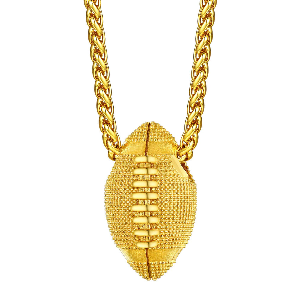 Bestyle Gold Soccer Pendant 18K Gold Plated American Football Necklaces Men Rugby Ball Sport Necklace Ball Game Lover Fan Jewelry Gift Cool Football Necklace