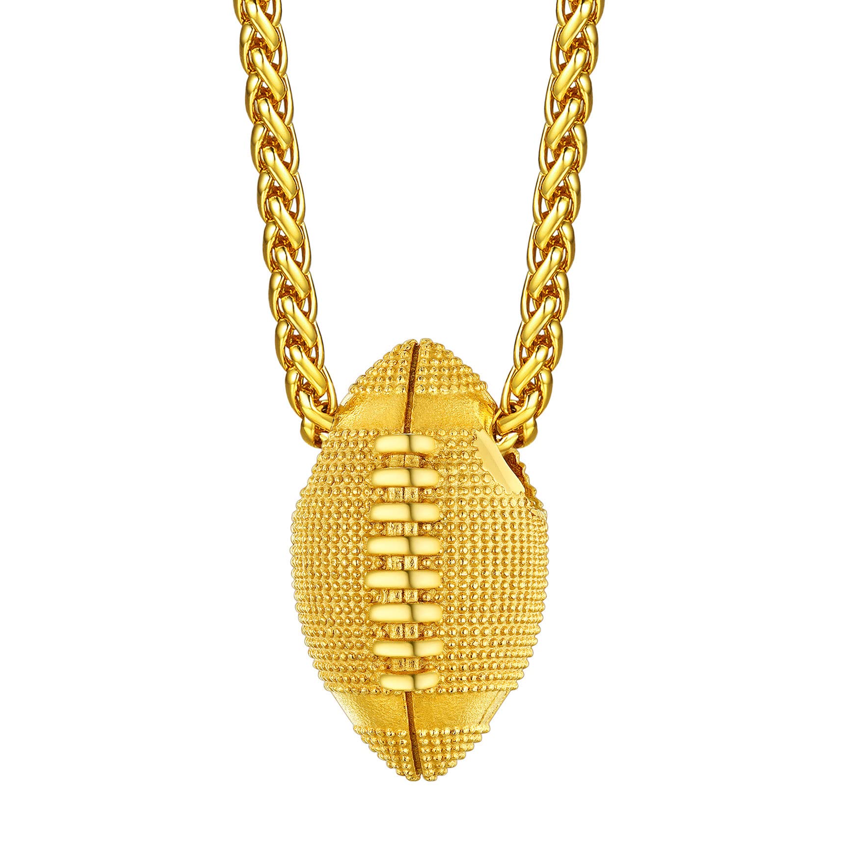 Bestyle Gold Soccer Pendant 18K Gold Plated American Football Necklaces Men Rugby Ball Sport Necklace Ball Game Lover Fan Jewelry Gift Cool Football Necklace