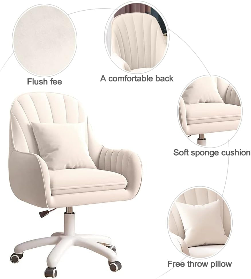 Velvet Mid Back Office Chair With Adjustable Height