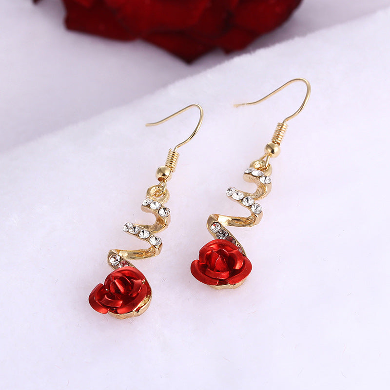 Elegant Red Rose Fashion Earrings