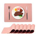 Washable Pink Placemats Set of 6 Heat Resistant Waterproof Table Mats Sets Wipeable Outdoor Indoor Placement Mats for Dining Table (Pink6)