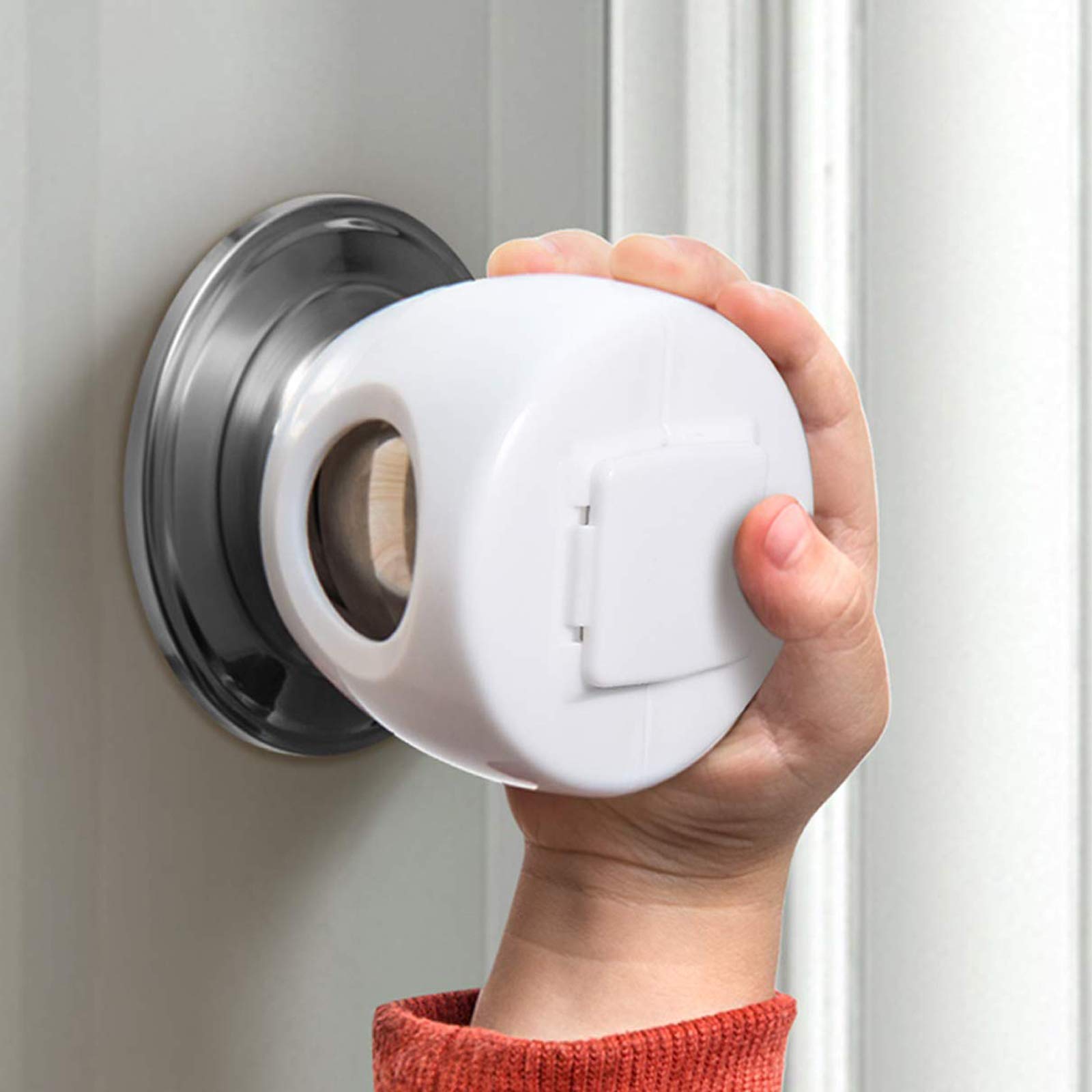 Door Knob Safety Cover for Kids Child Proof Door Knob Covers Baby Safety Door knob Handle Cover Lockable Design (4 Pack)
