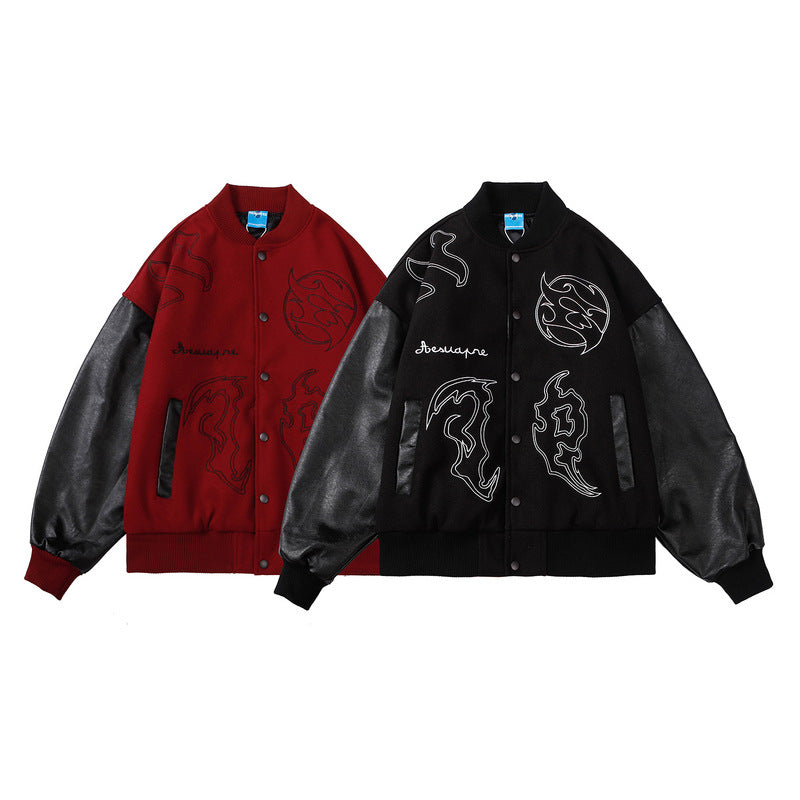 Men's Casual Color Block Baseball Jacket for Fall/Winter