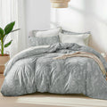 Loves cabin Grey King Comforter Set - King Size Comforter Set 3 Pieces Cute Floral Bedding Sets for All Seasons1 Soft Reversible Botanical Flowers Comforter and 2 Pillow Shams