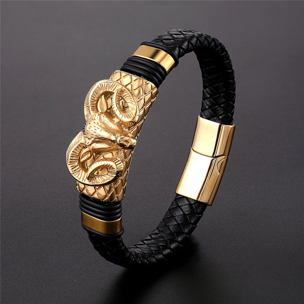 Starlight Men's Leather Steel Bracelet