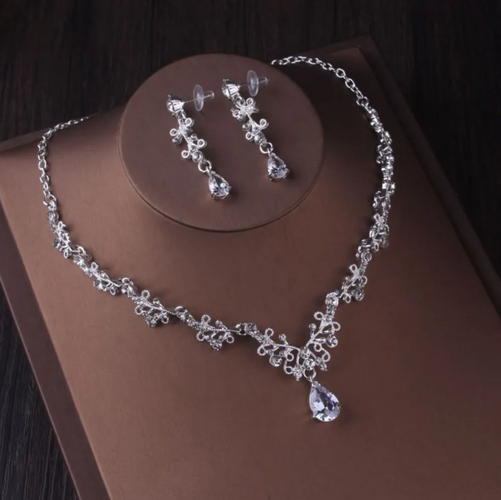 Silver Crystal Bridal Jewelry Set