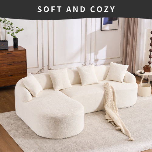 LuxeForm™ – Grey Compression Sofa with Chaise Lounge & 4 Pillows (US