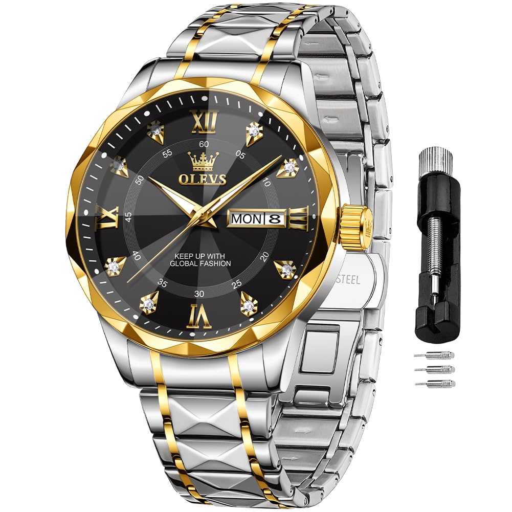 OLEVS Men's Two-Tone Luxury Diamond Watch