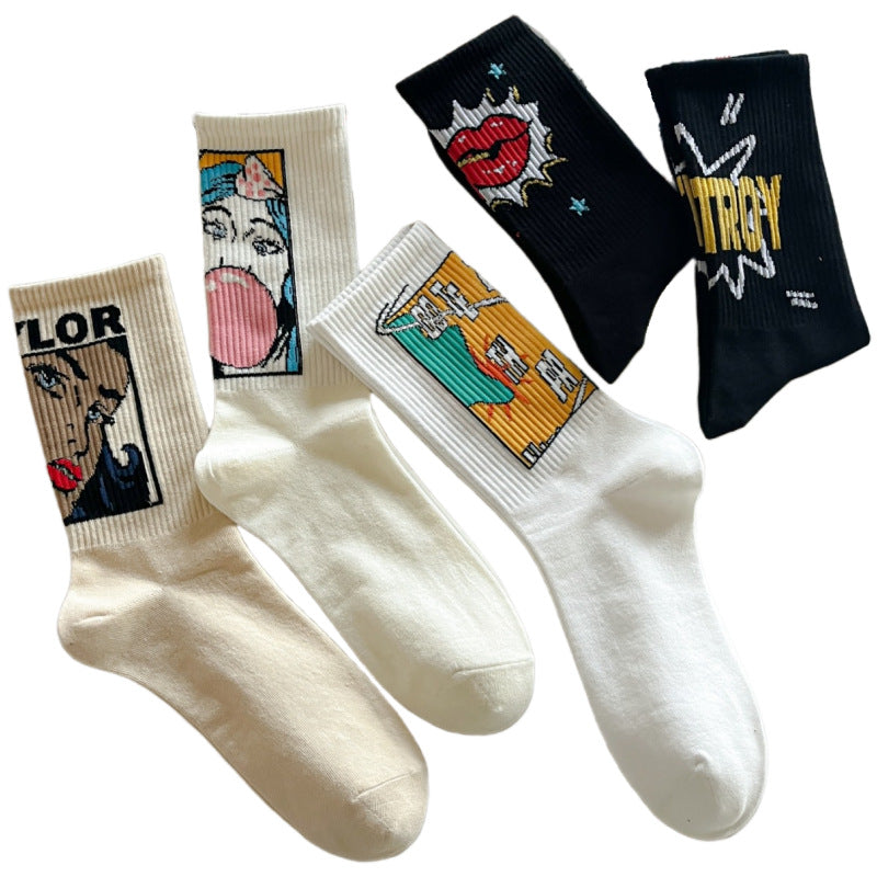 Trendy Autumn Winter Men's Couple Cotton Socks