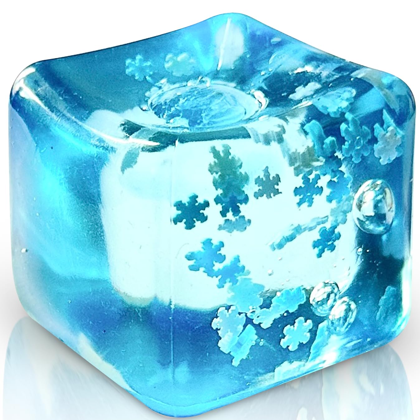 Stress Balls Ice Cube with Snowflakes Inside for Your Best Mellow and Chill Snow Pieces Silent Nice Square Shape Anxiety Sensory Squishy Fidget Toy Slow Rise Classroom Prizes Calming Kids Adults