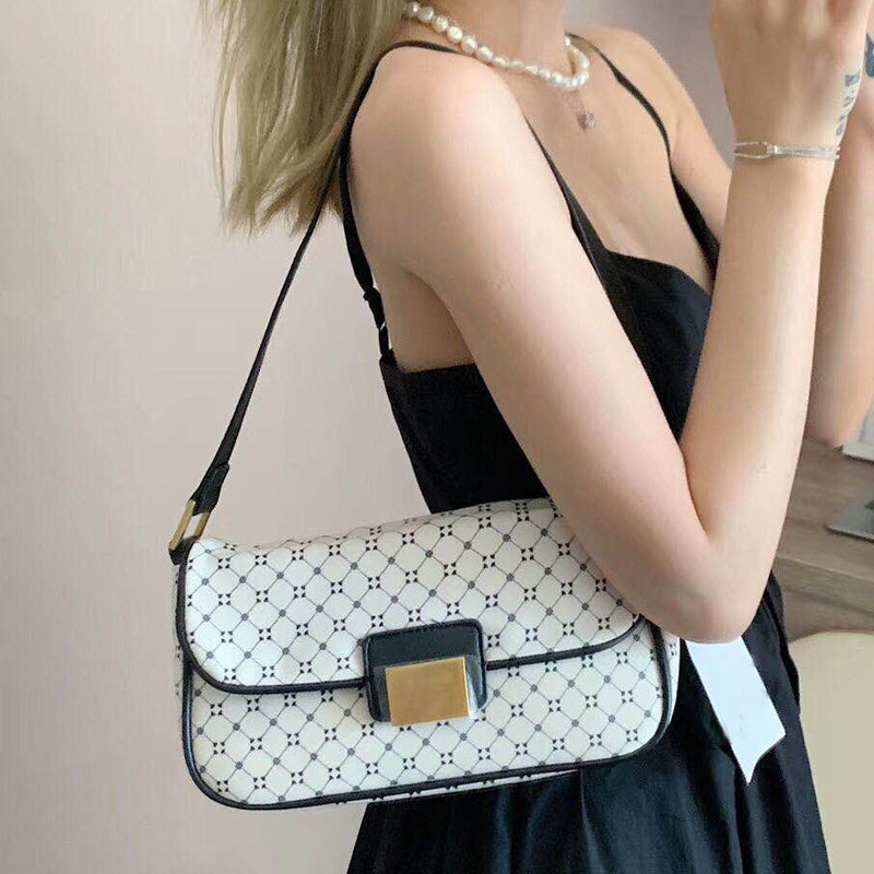 Geometric Print Shoulder Bag - Vintage Tote for Women