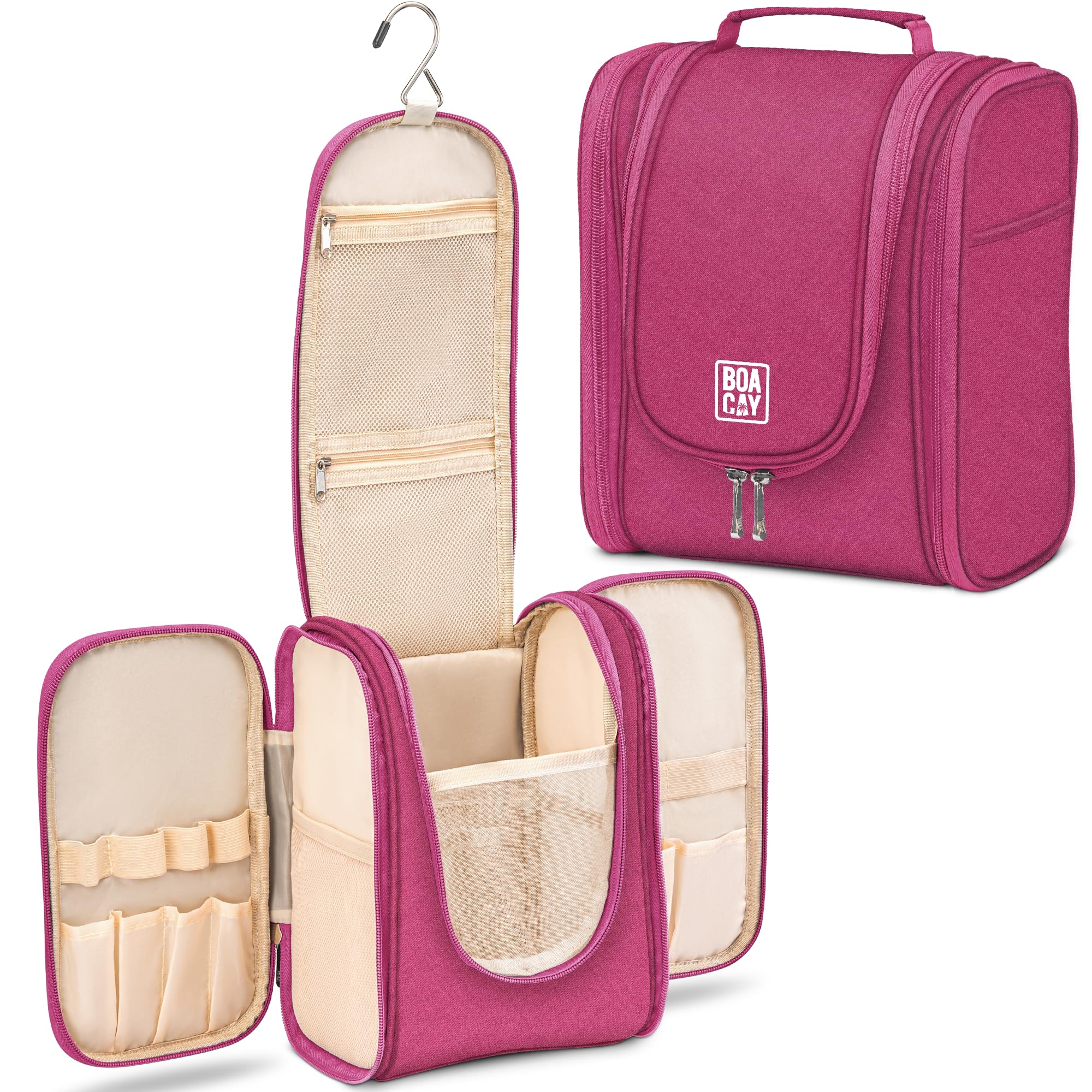BOACAY Hanging Travel Toiletry Bag for Women and Men Makeup Bag Bathroom & Shower Organizer Kit for Accessories Cosmetics Travel Essentials