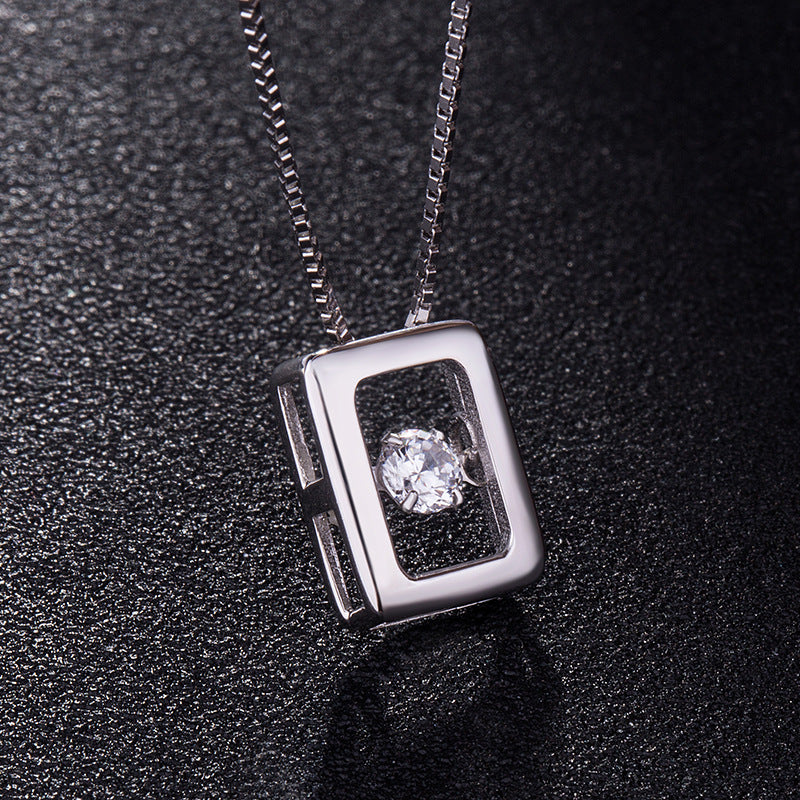 Dynamic Stone Pendant Silver Necklace - Minimalist Jewelry