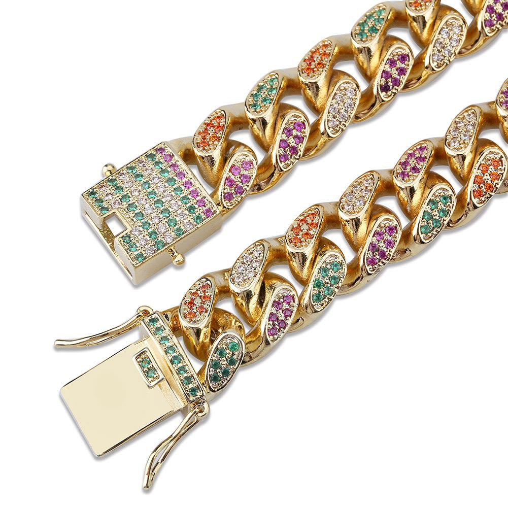 Rainbow Jewelry Miami Cuban Link Necklace for Men