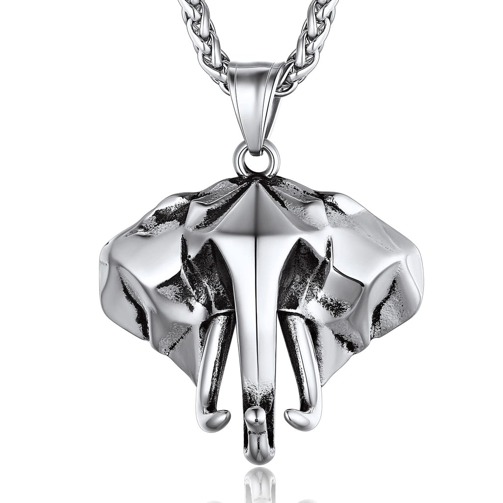Stainless Steel Elephant Pendant Necklace African Elephant Lucky Jewelry For Men for African American