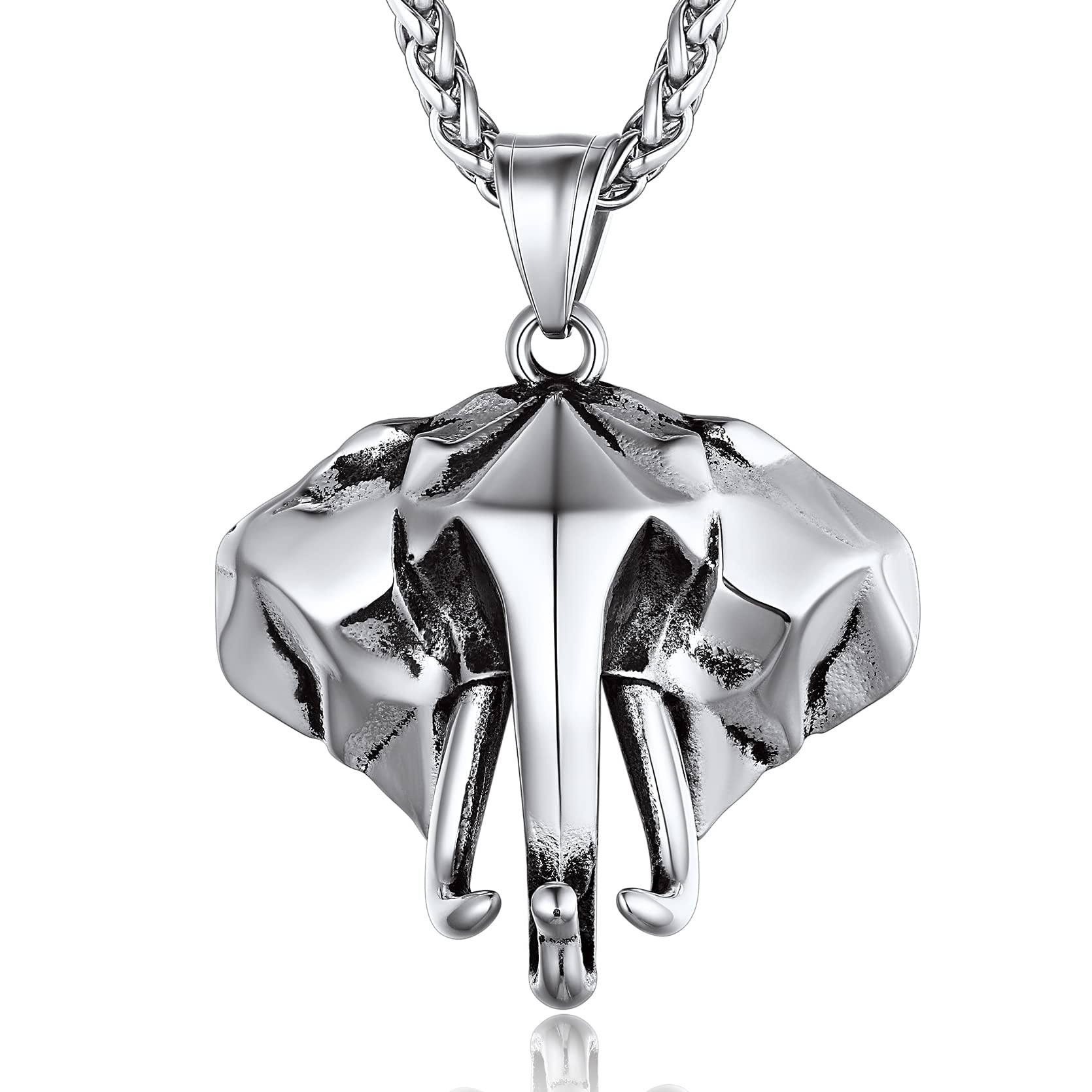 Stainless Steel Elephant Pendant Necklace African Elephant Lucky Jewelry For Men for African American