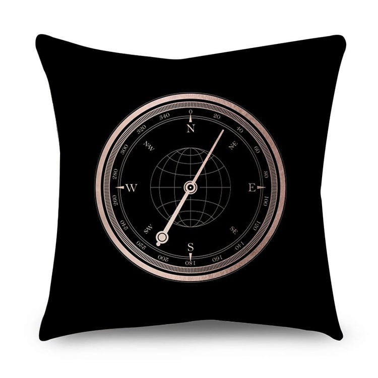 Rose Gold Polyester Pillow Cover with Black Gold Design