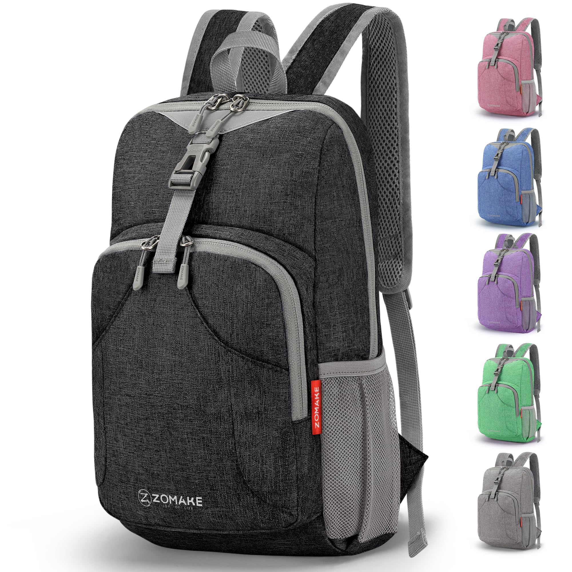 ZOMAKE Ultra Lightweight Backpack 10L Small Hiking Daypack Water Resistant Travel Daybag Ultra Light Backpacks for Hiking (Black)