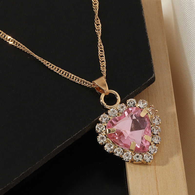 Zircon Glass Love Necklace Simple Clavicle Chain