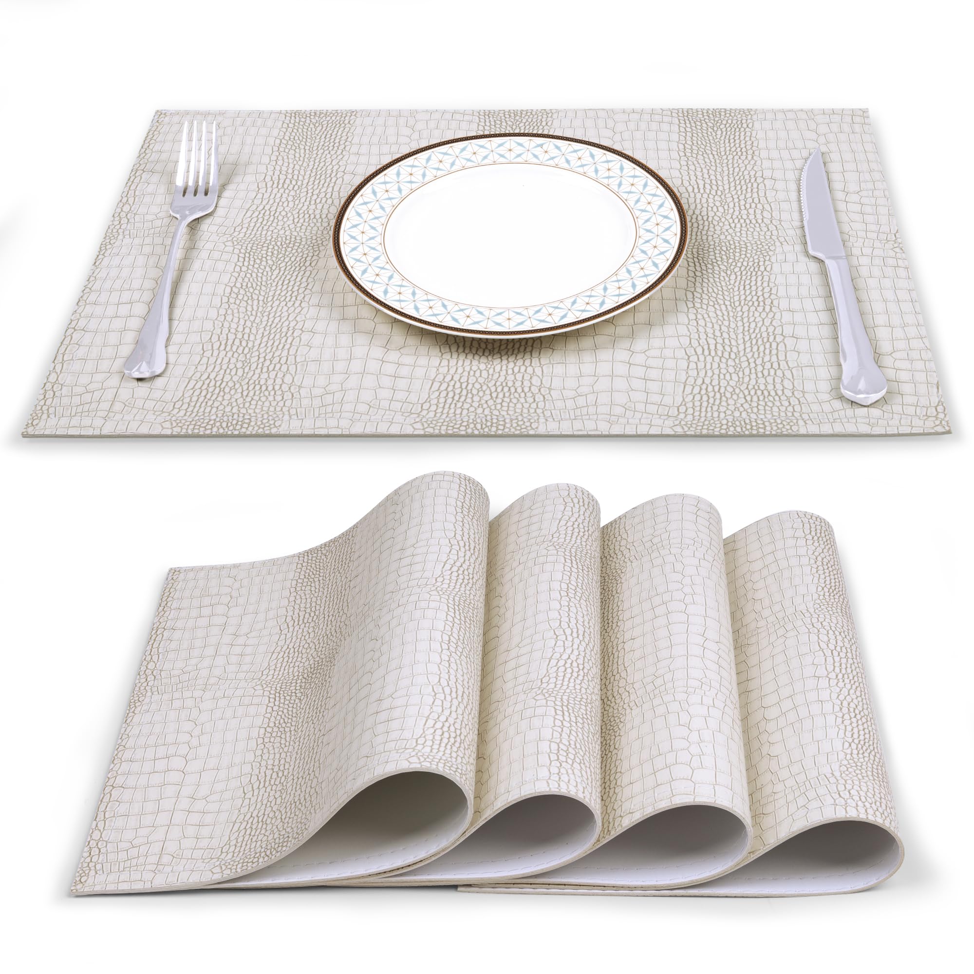 Elegant Croco-Textured Table Mats 4 Set