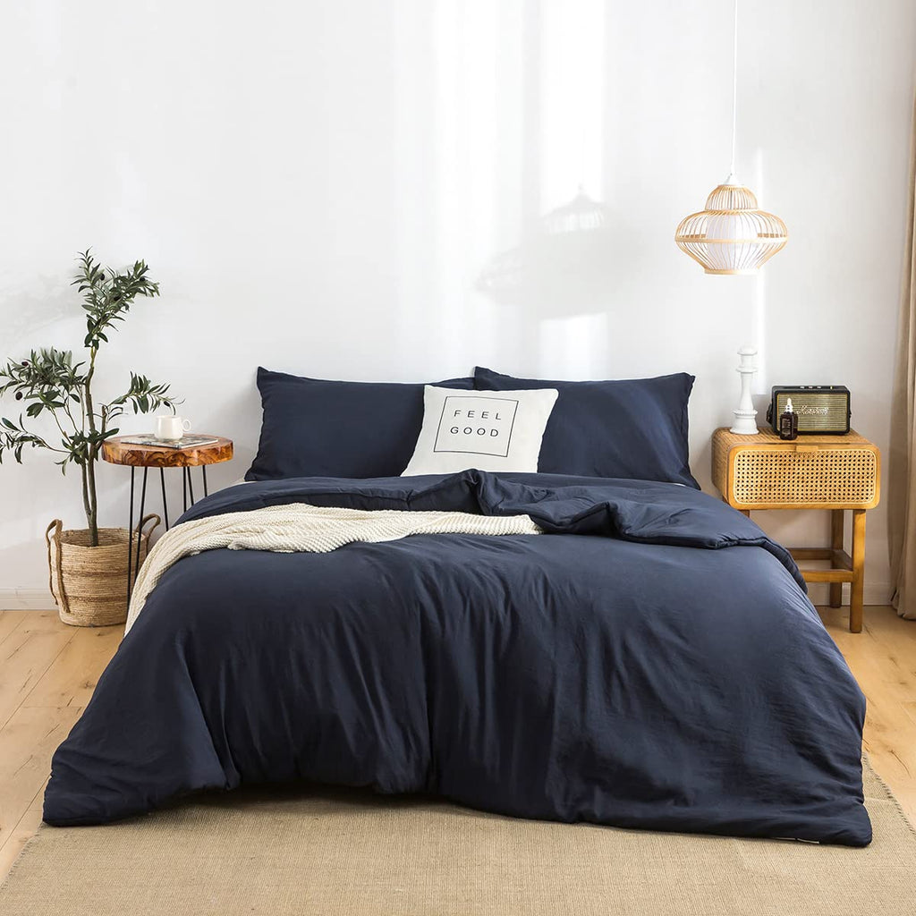 All Seasons Comforter King Size Navy Blue Comforter Set with Pillowshams Double Sliky Soft Washable Cotton Microfiber Reversible Shaggy Fluffy Comforter & 2 Pillow Shams Dark Navy Blue King/Cal King