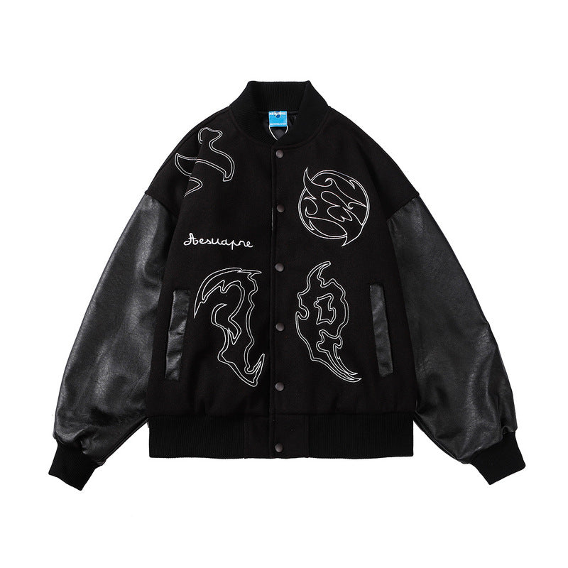 Men's Casual Color Block Baseball Jacket for Fall/Winter