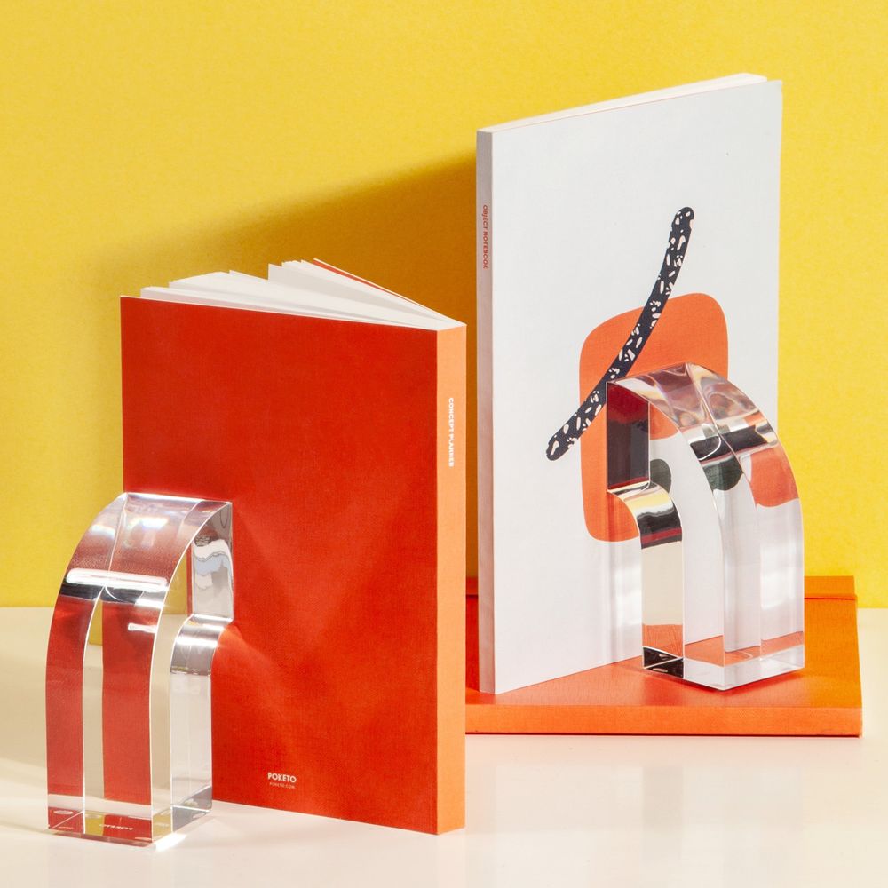 Acrylic Arc Bookends - Clear