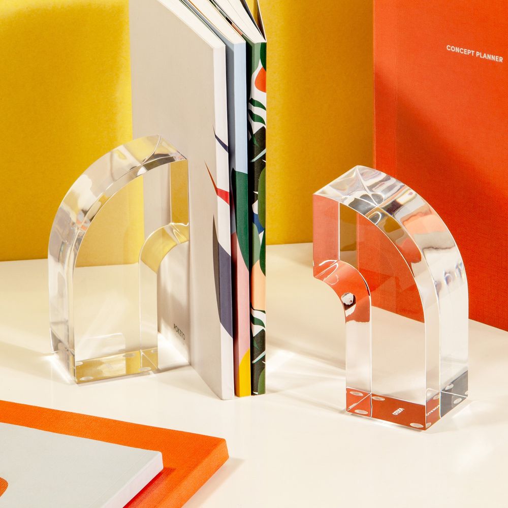 Acrylic Arc Bookends - Clear