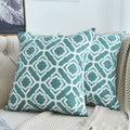 Lake Green Cotton Canvas Geometric Wool Pillow Cases