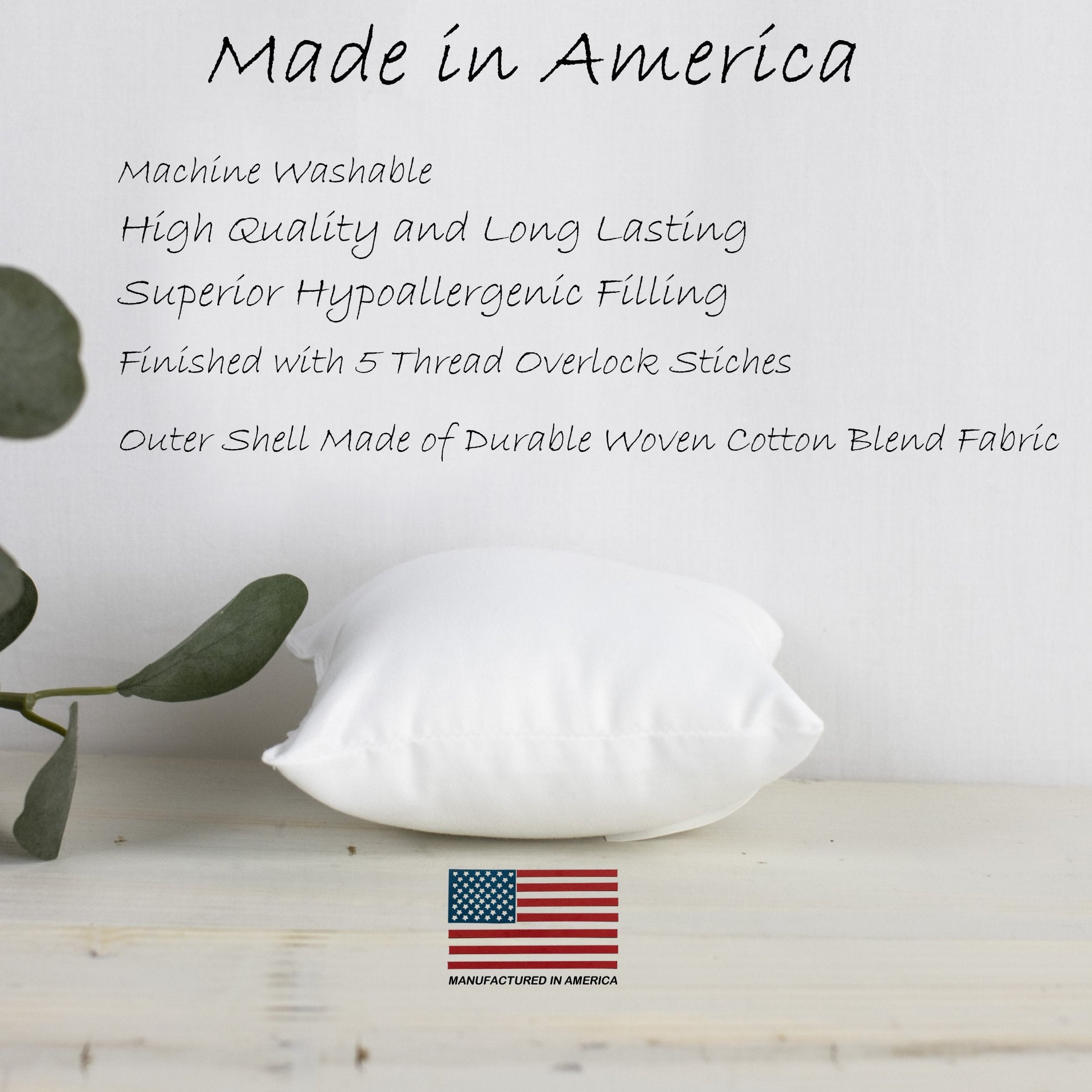 7x7 | Indoor Outdoor Hypoallergenic Polyester Pillow Insert | Quality