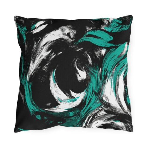 Decorative Indoor/outdoor Pillow - Black Green White Abstract Pattern