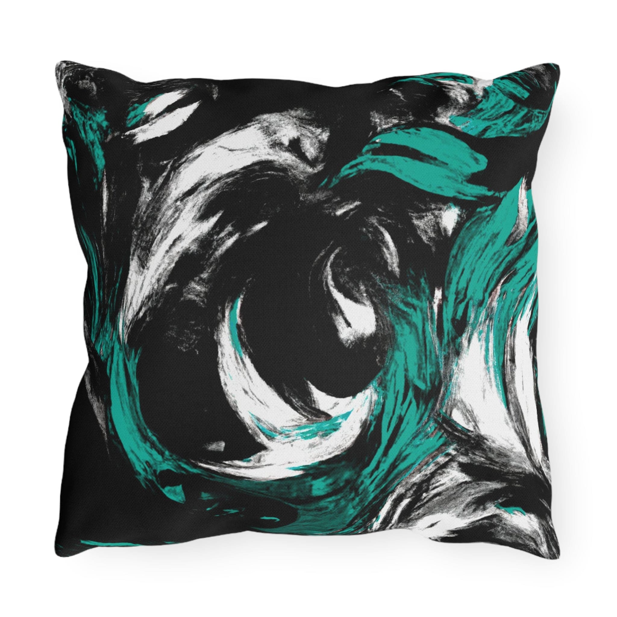 Decorative Indoor/outdoor Pillow - Black Green White Abstract Pattern