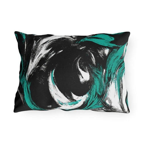 Decorative Indoor/outdoor Pillow - Black Green White Abstract Pattern
