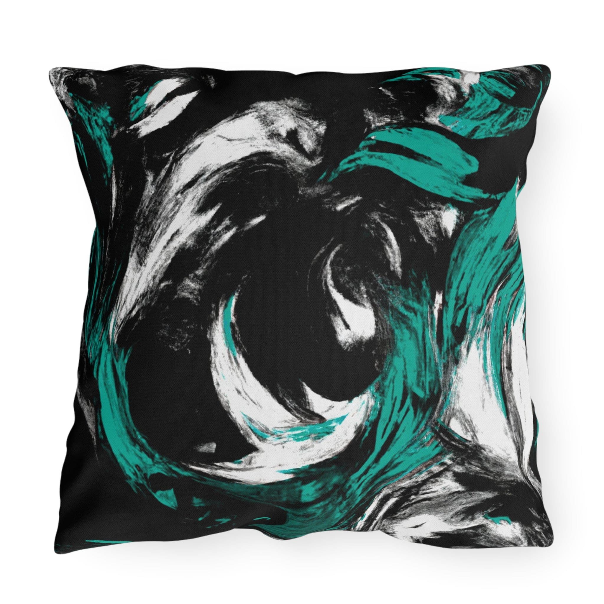 Decorative Indoor/outdoor Pillow - Black Green White Abstract Pattern