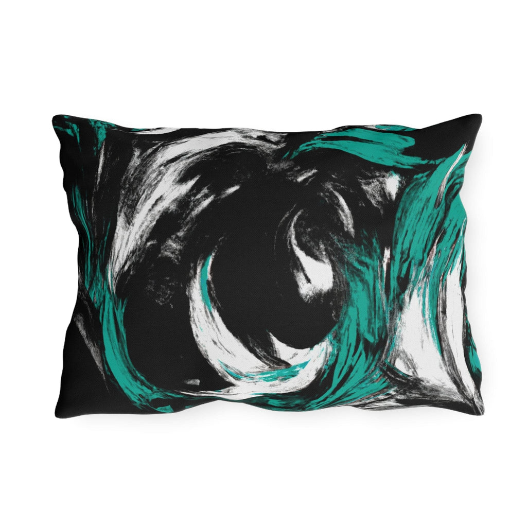 Decorative Indoor/outdoor Pillow - Black Green White Abstract Pattern