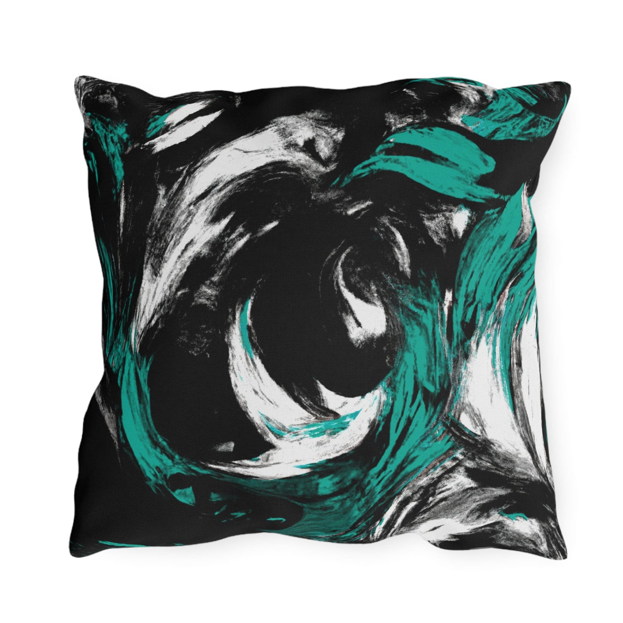 Decorative Indoor/outdoor Pillow - Black Green White Abstract Pattern