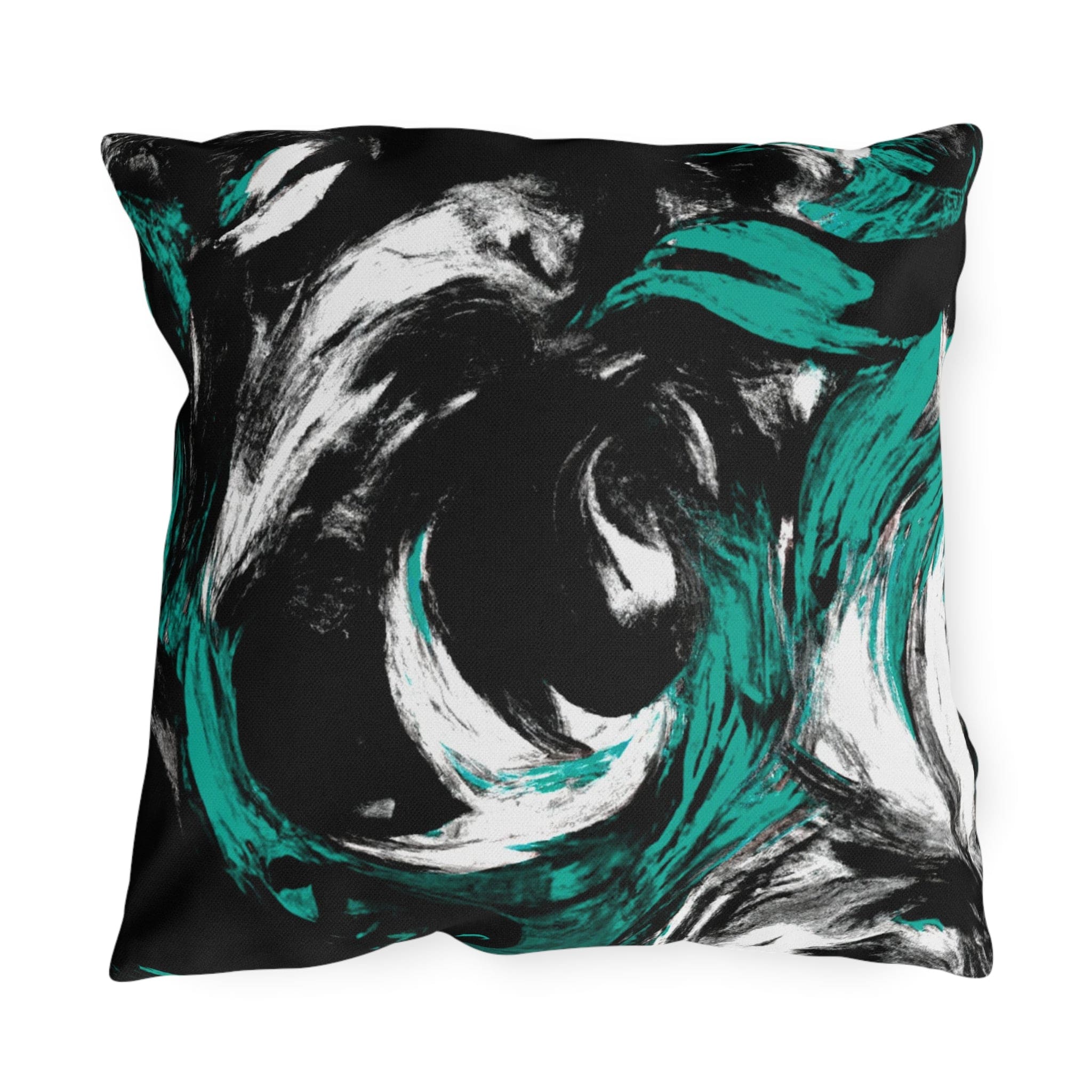 Decorative Indoor/outdoor Pillow - Black Green White Abstract Pattern